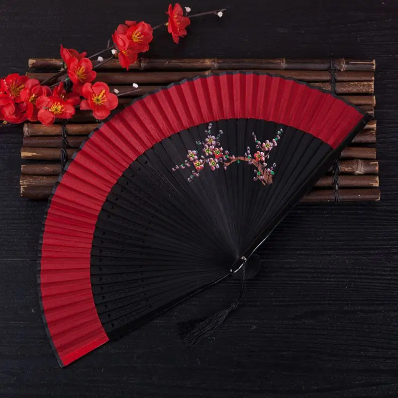 Kinų Stiliaus Slyvų Tapybos Nešiojamą Lankstymo Ventiliatorius Šokių Vestuvės Šokio Spektaklis Dropshipping