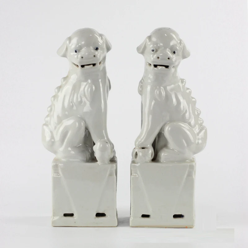 1 Pora Kinijos Jingdezhen Keramikos, Porceliano Mėlyna Kazkoks Fu Šuo Guardion Liūto Statula Pora Antikvariniai Porceliano Namų Dekoro Statula