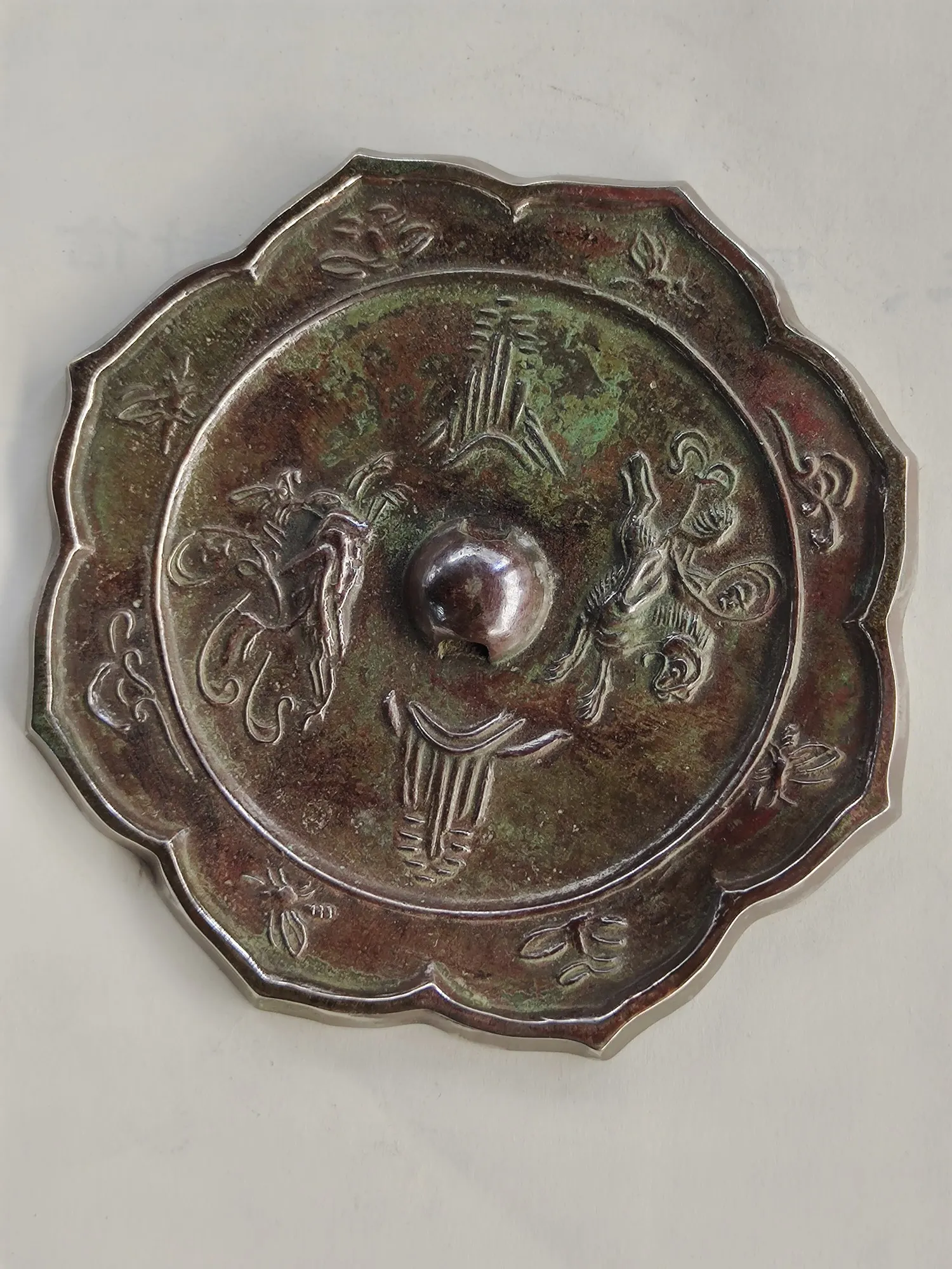 Retro Kolekciją Han Dinastijos Dvigubai Žuvų Bronzos Veidrodis Dekoratyviniai Papuošalai