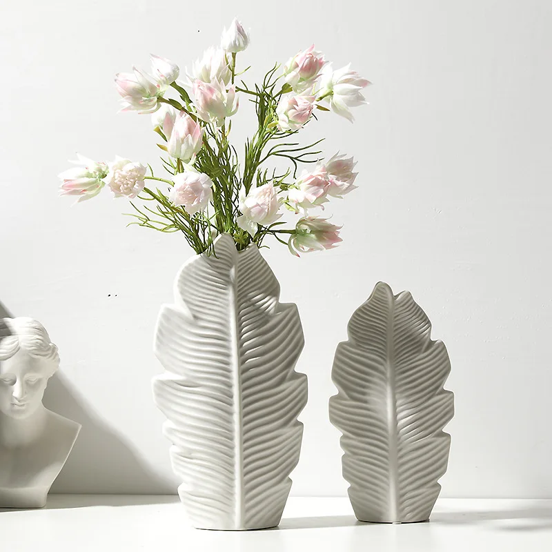 Kūrybos Šiuolaikinės Šiaurės Šalių Klevo Lapų Keramikos Vaza Paprasta, Miegamojo, Biuro Apdailos Namų Kambario Dekoro Meno Darbastalio Gėlių Vazos