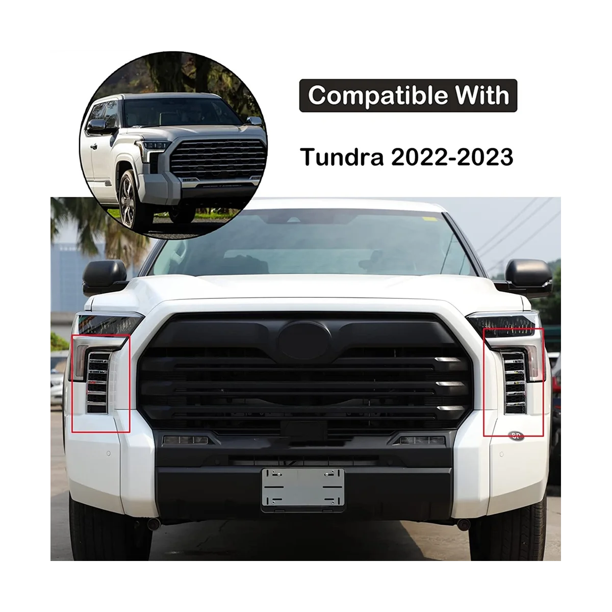 Toyota Tundra 2022-2023 Automobilio Priekinės Oro Paėmimo Grotelės Dekoratyvinis Rėmelis Padengti Lipdukas Apdaila Priedai - Sidabrinė