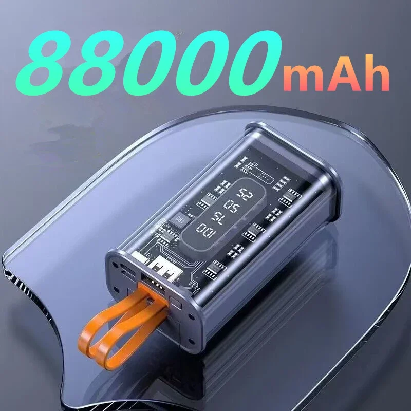 88000mAh Mini Galios Banko Nešiojamas Įkroviklis, Greito Įkrovimo Išorės Baterijos Įkrovimo Kabelis 