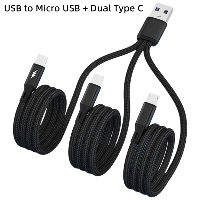 3 in 1 USB Skirstytuvo Kabelis USB Tipo C Micro USB Universalus Įkrovimo Laidas USB prailginimo Įkrovimo Kabelis Mobilieji Telefonai Tablečių