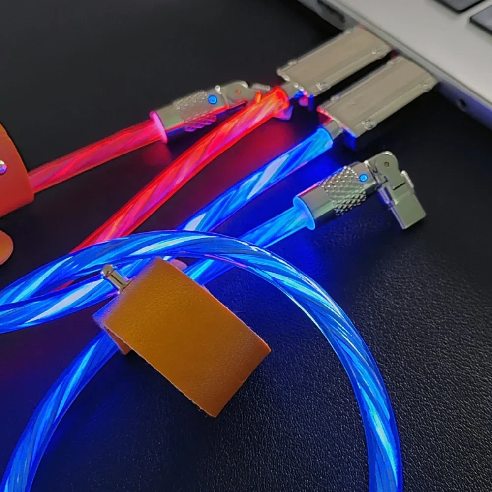 Kabelis USB C Tipo Kabelis Švyti Teka 1,2 M Laidas LED žaibiškos Baterija Micro USB Įkroviklio Laidą Laidą 