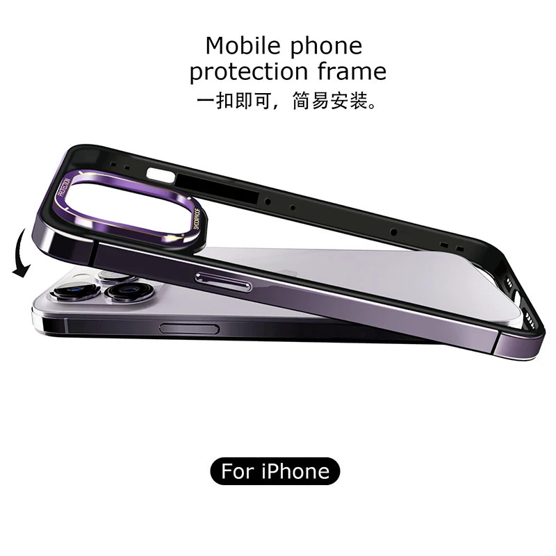 Metalinis Rėmas Telefono dėklas Skirtas iPhone 14Pro 14ProMax iPhone 15 Pro 15Max 15ProMax Metalo objektyvo Rėmas TPU Metalo Sienos Telefono Dangtelį