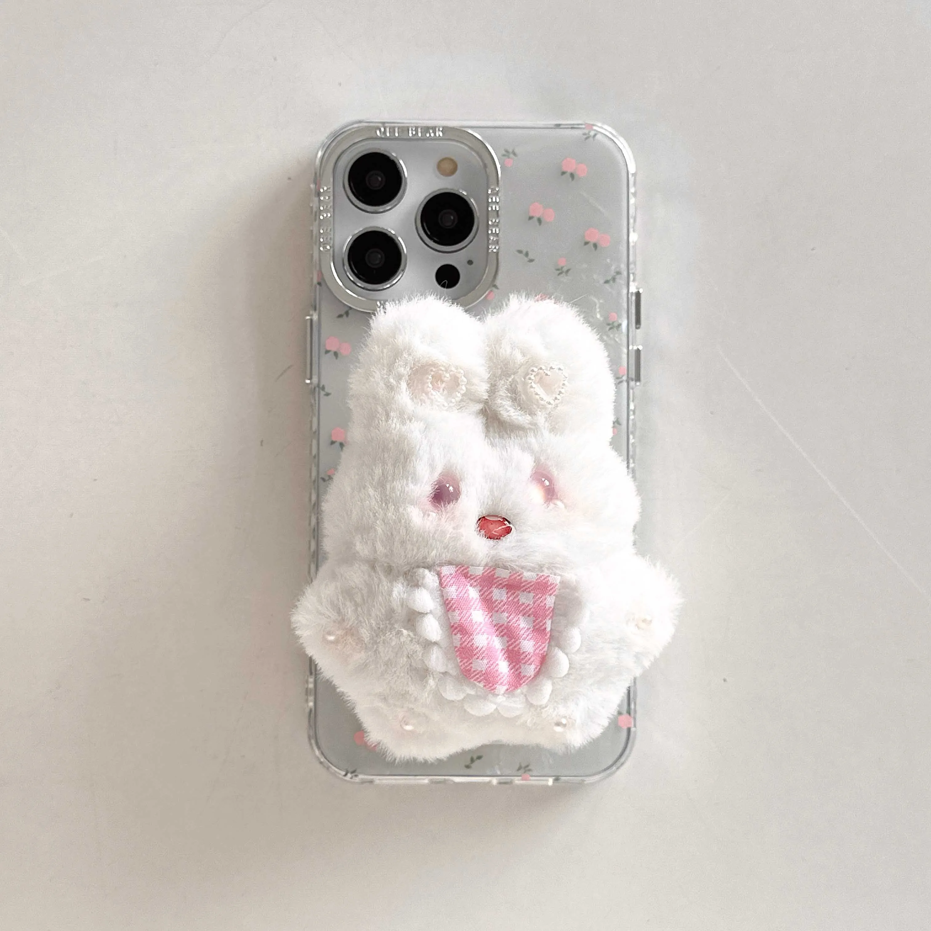 Mielas 3D Triušis Šiltas Fuzzy Stovo Laikiklį Telefono dėklas Skirtas Iphone 14Pro 12ProMax 11 12 13 14 Pro Max 14ProMax 13Pro 13ProMax Dangtis