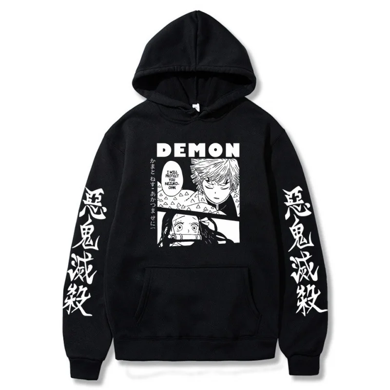 2023 Demon Slayer Anime Kamado Nezuko Hoodies Vyrai Moterys Agatsuma Zenitsu Spausdinti Palaidinukė Harajuku Streetwear Puloveriai Atsitiktinis U