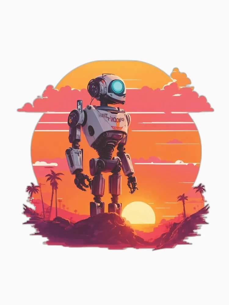Robotas, Saulėlydžio, vasaros, saulės 2023 nauja Mada, T-marškinėliai, sporto, laisvalaikio Trumpas rankovėmis tee