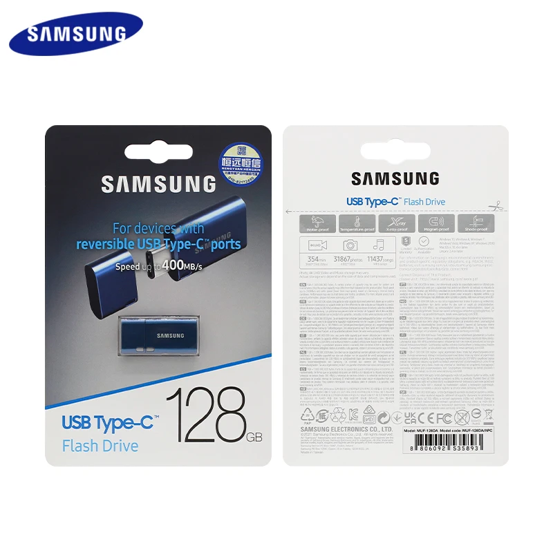 Samsung USB TIPO C Flash Drive 64GB 128GB USB 256 gb 3.1 Pendrive Skaityti Greitį Iki 300MB/s Mini USB U Diską, Atminties kortelę memory Stick
