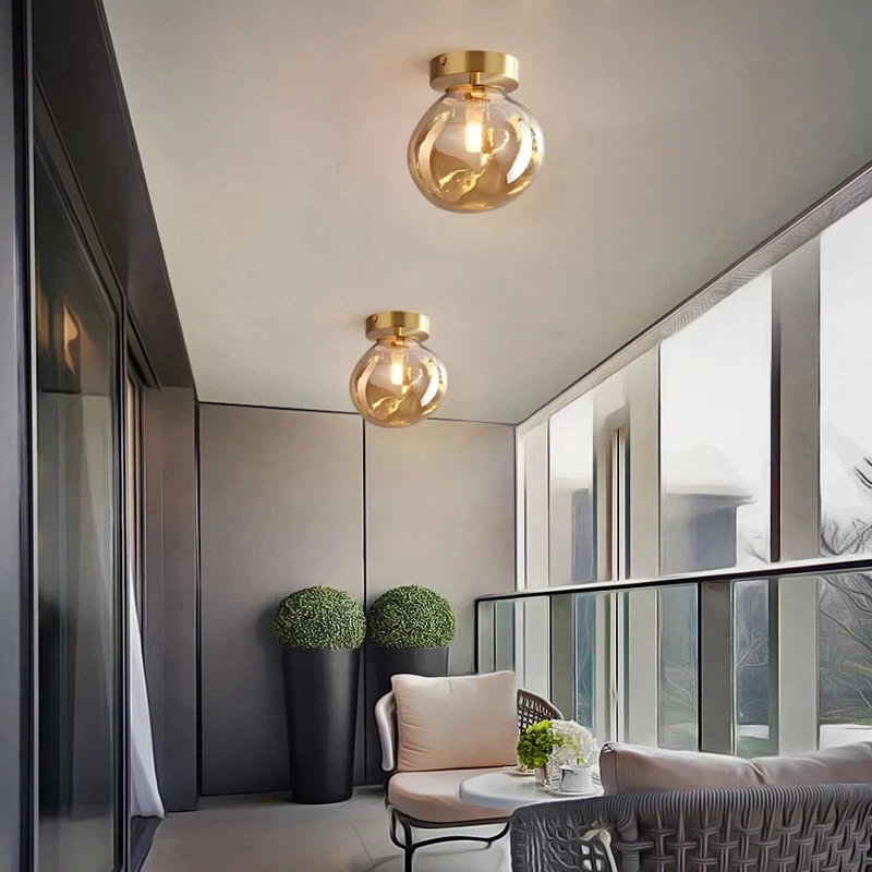 Nordic Light Luxury Žalvario Lubų Lempos Šviesos Kambarį Veranda, Balkonas, Modernus Minimalistinio Kambarį Įrašas Miegamojo Dizainas