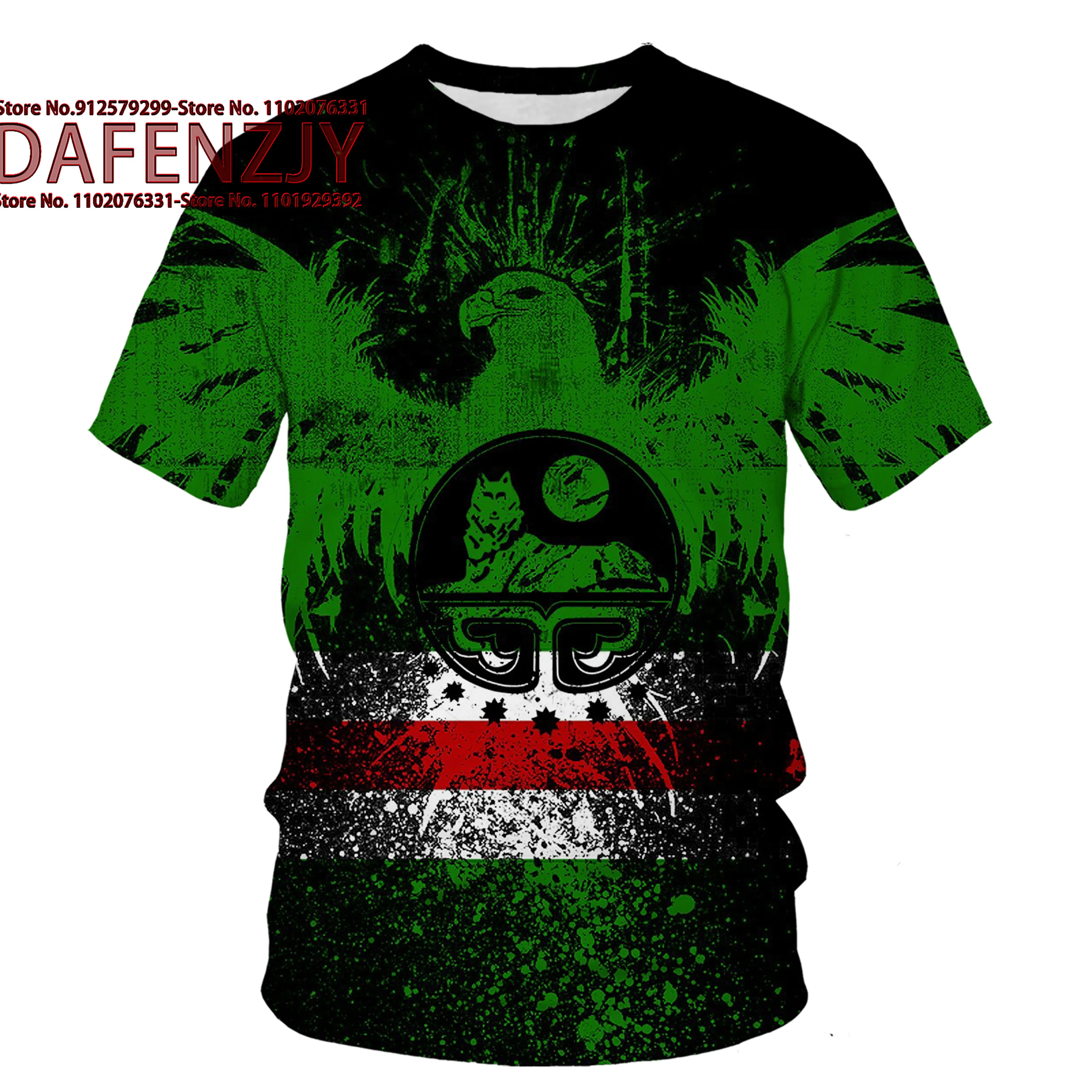 Vyrai T Shirts Derliaus Čečėnijos Vėliava 3D Spausdinimo Grafinis Apvalios Kaklo Marškinėliai Atsitiktinis trumpomis Rankovėmis Viršūnes Mados Drabužių Streetwear