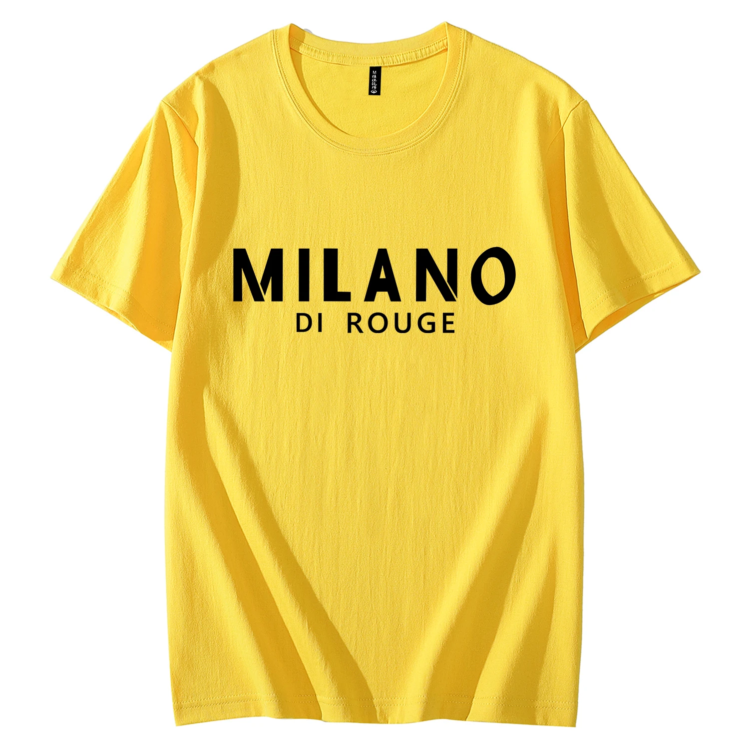 2023 vasaros nauji vyriški apvalios kaklo prarasti medvilnės marškinėliai G žodis Milano atspausdintas trumpas rankovės marškinėliai vyrams ir moterims pačiu drabužiai