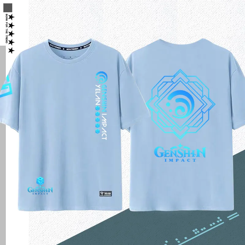 Genshin Poveikio Anime Vasaros trumpomis Rankovėmis Drabužių vyras moteris Tee marškinėliai Yelan