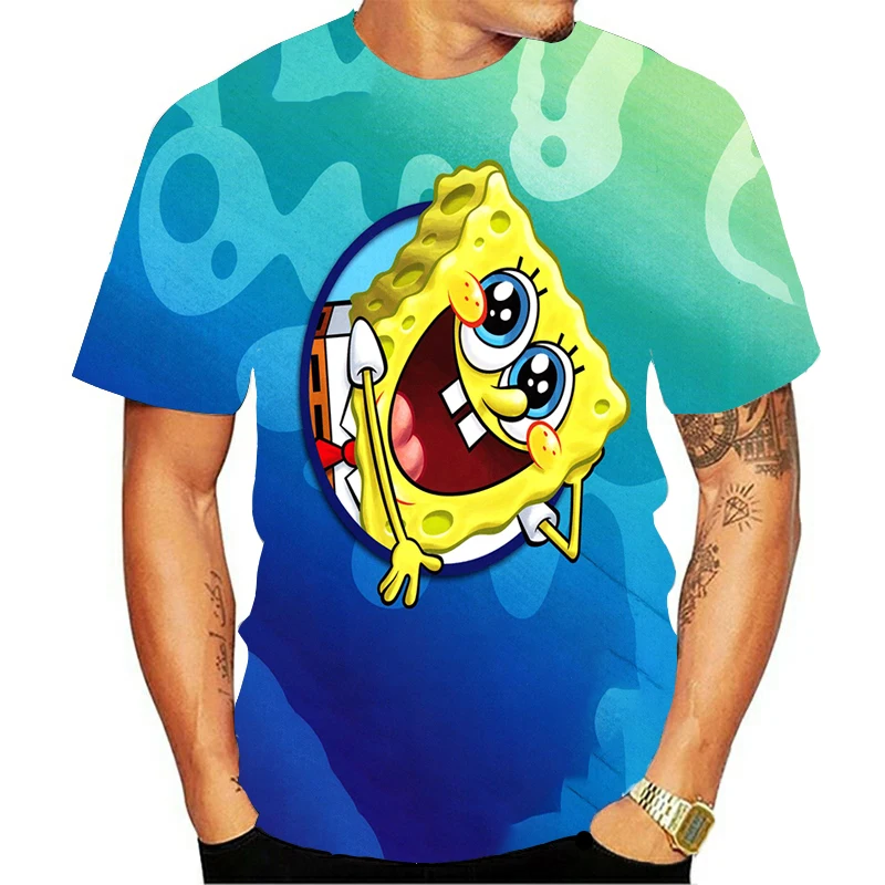 Animacinių filmų Sponge 3D Marškinėliai Berniukams, Mergaitėms 2023 Vasaros Vaikų Drabužių 3D Anime Medvilnės Bamblys Mergina Viršūnes Tee Berniukas Vaikiški marškinėliai