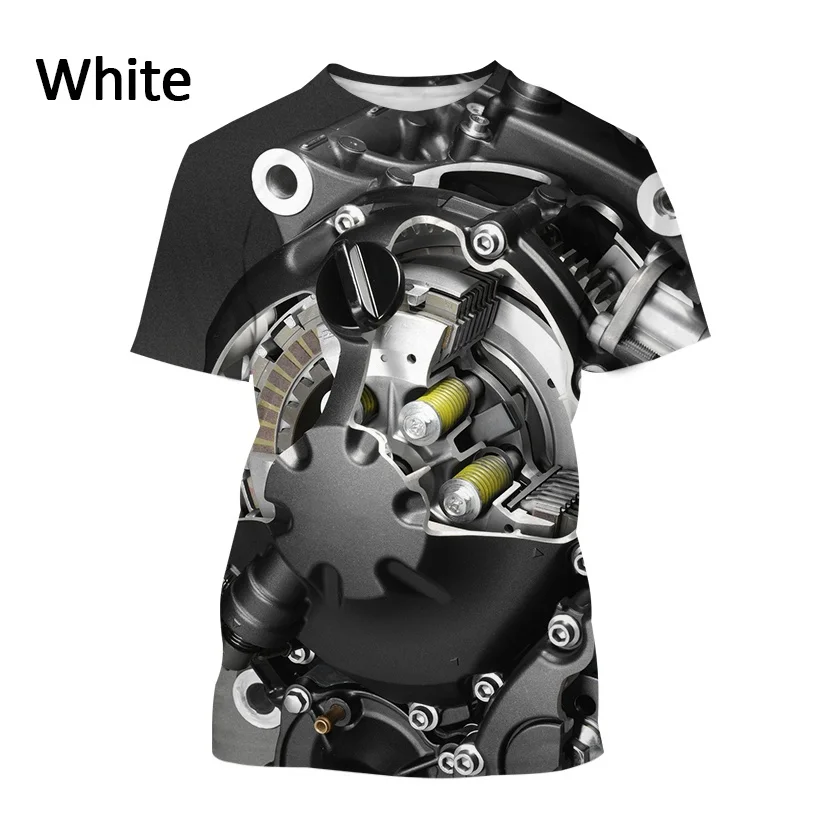 Automobilių Sunkiųjų Metalų Juokinga 3D Spausdinimo Mechaninė Variklio Atsitiktinis Marškinėliai Jaunimo Apvalios Kaklo marškinėliai Atsitiktinis Palaidų trumpomis Rankovėmis vyriški Marškiniai