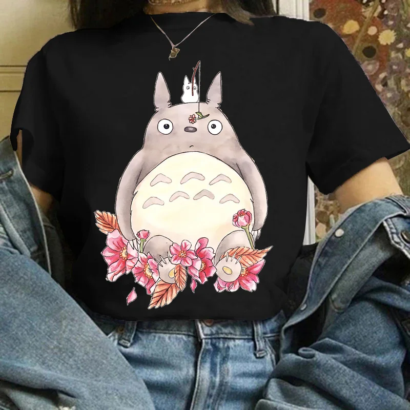 Totoro Spausdinti moteriški marškinėliai Juokingas Animacinių filmų Marškinėlius Japonų Anime Harajuku Viršuje Tee Y2K Moterų marškinėliai Mergaitei, trumpomis Rankovėmis Marškinėliai