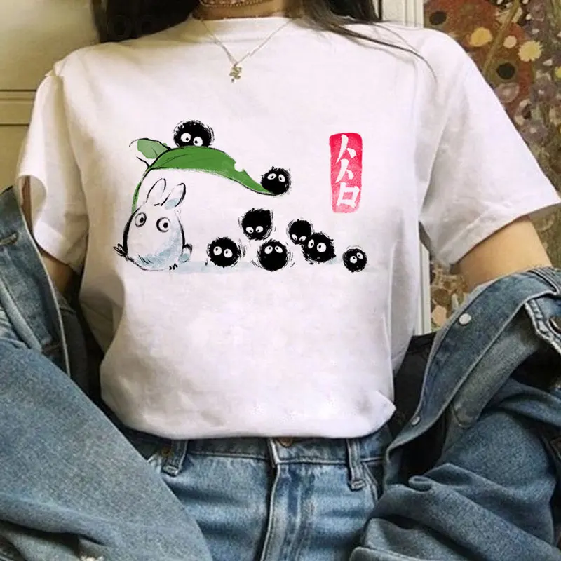 Totoro Spausdinti moteriški marškinėliai Juokingas Animacinių filmų Marškinėlius Japonų Anime Harajuku Viršuje Tee Y2K Moterų marškinėliai Mergaitei, trumpomis Rankovėmis Marškinėliai