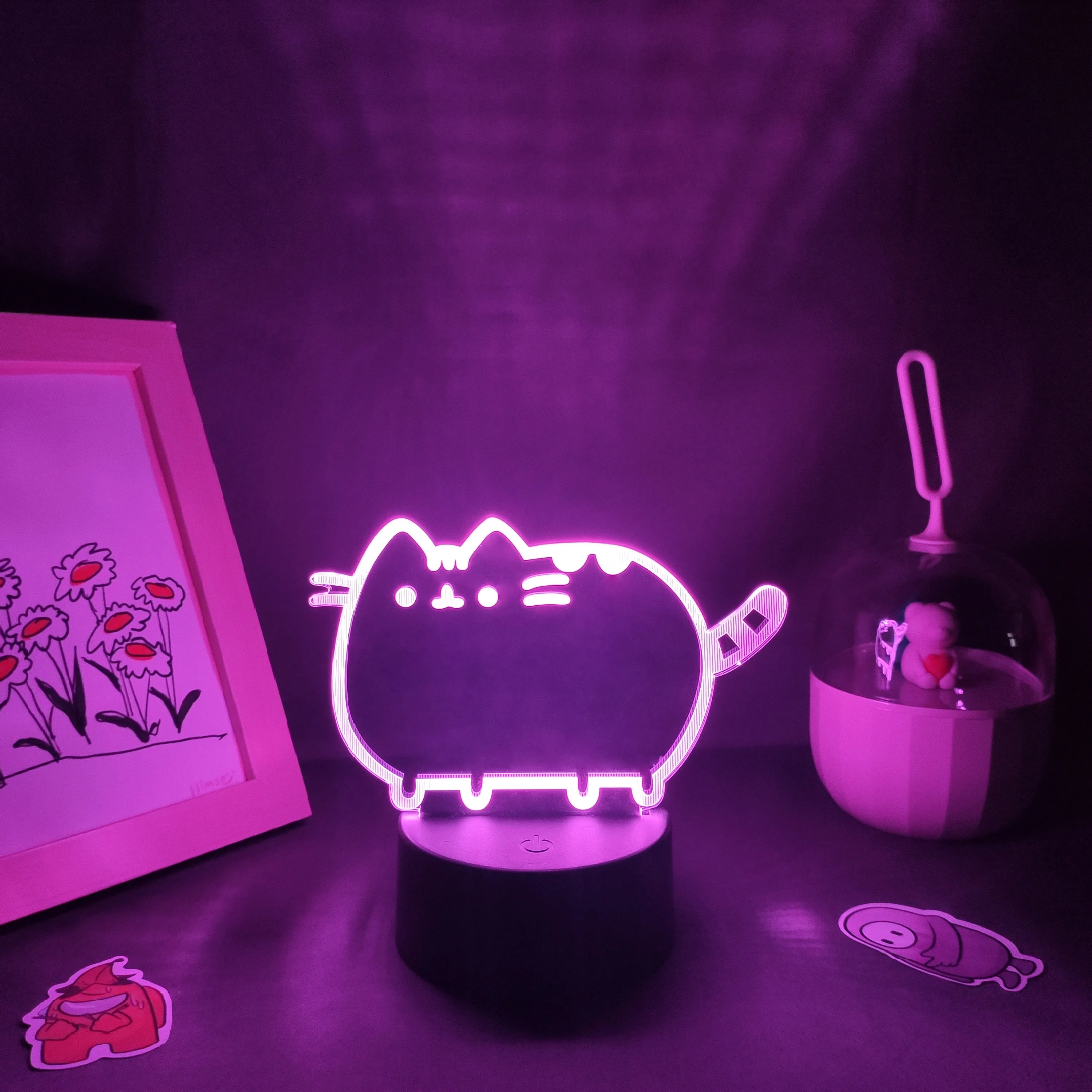 Mielas Gyvūnų Cat Kitten 3D LED Neon Lavos Lempos, RGB Baterija Naktį Šviesos Spalvinga Dovana Vaikas, Vaiko Kawai Miegamojo, Stalo, Stalo Dekoras