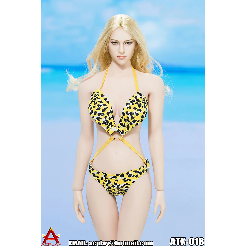 Sandėlyje ACPLAY 1/6 Moterų Sexy, Leopardas Bikini maudymosi kostiumėlį Jumpsuit Kietas Bikini Žiedas Ryšio Tilpti 12