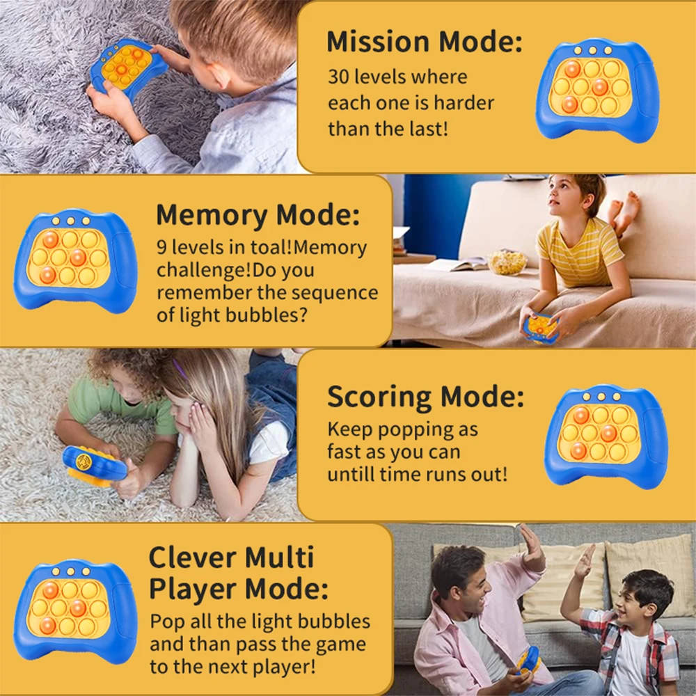 Pop Stumti Burbulas Žaidimas Šviesos Fidget Žaislas su Garsu Iki Pro Anti-stresas Elektroninių Greitai Stumti Žaidimas Vaikui Suaugusiųjų Stresą Dovana