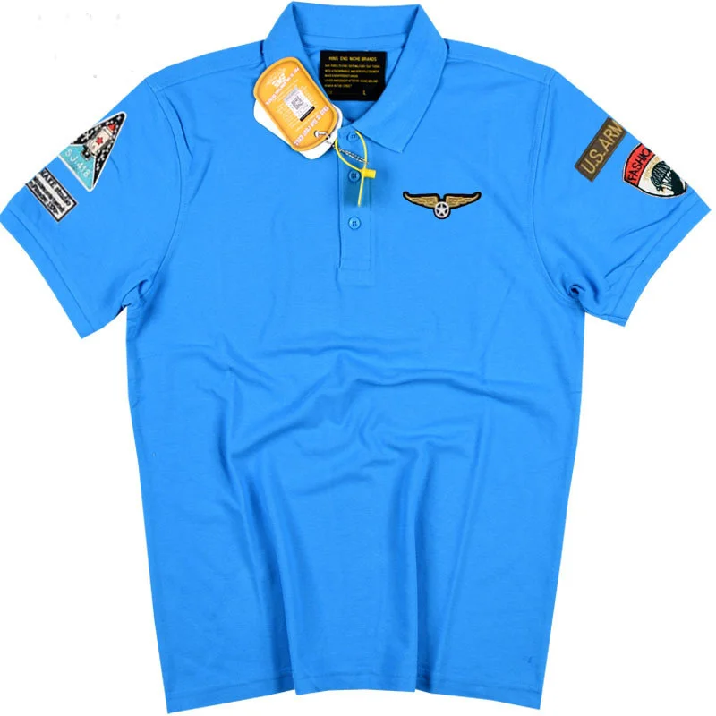 Vasaros vyriški Polo Marškiniai, trumparankoviai Oro Pajėgų Pilotas Laisvi marškinėliai Aukštos Kokybės Siuvinėjimo Vyrams