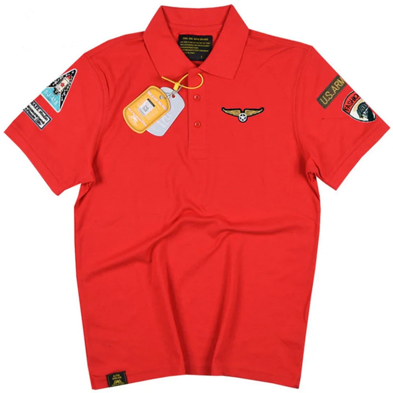 Vasaros vyriški Polo Marškiniai, trumparankoviai Oro Pajėgų Pilotas Laisvi marškinėliai Aukštos Kokybės Siuvinėjimo Vyrams