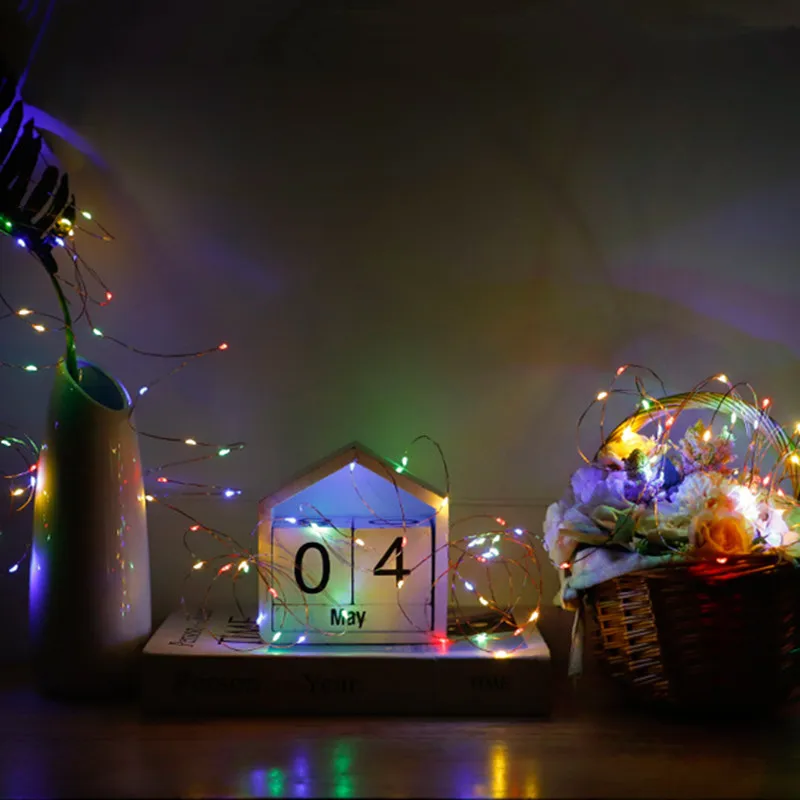 5vnt Pasakų Lempa LED Varinės Vielos String Žibintai CR2032 Sodo Lauko Vestuvių Šventė Apšvietimo Kalėdų Eglutė 