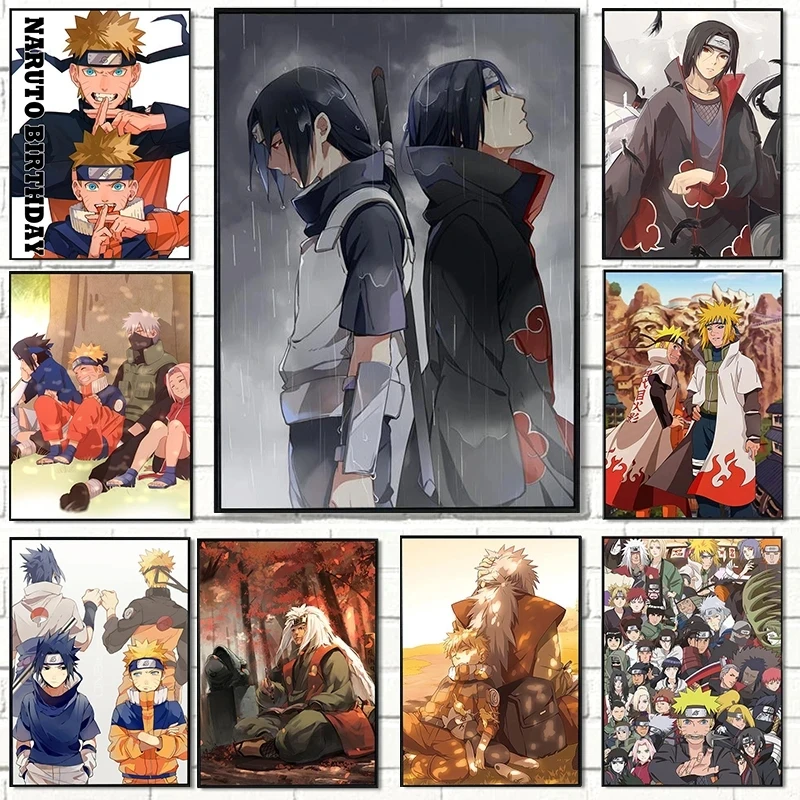 Naruto Sasuke Drobės Tapybos Japonų Anime Itachi Kakashi Jiraiya Komiksų Plakatas Sienos Meno Spaudinius Kambarį Dekoro Ir Namų Dekoro