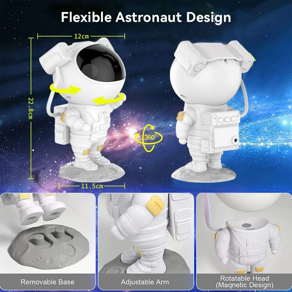 Projektorius Star Naktį Lemputė su Nuotolinio Valdymo 360 Reguliuojamas Dizainas Astronautas Ūkas 