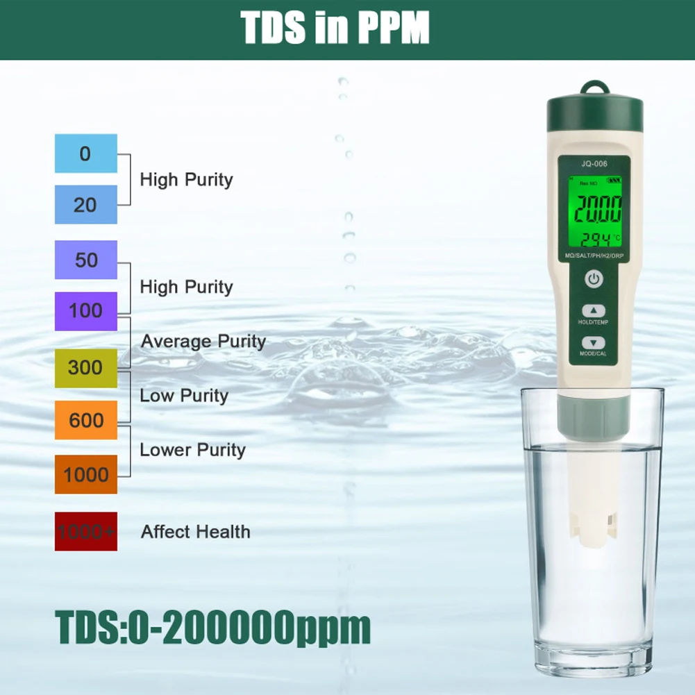 Naujas 10 1 Vandens Kokybės Testeris PH/TDS/EB/DRUSKA/TEMP/S G/ORP/H2/Derlinga/Varža Testeris Rašiklis Akvariumas Baseinas