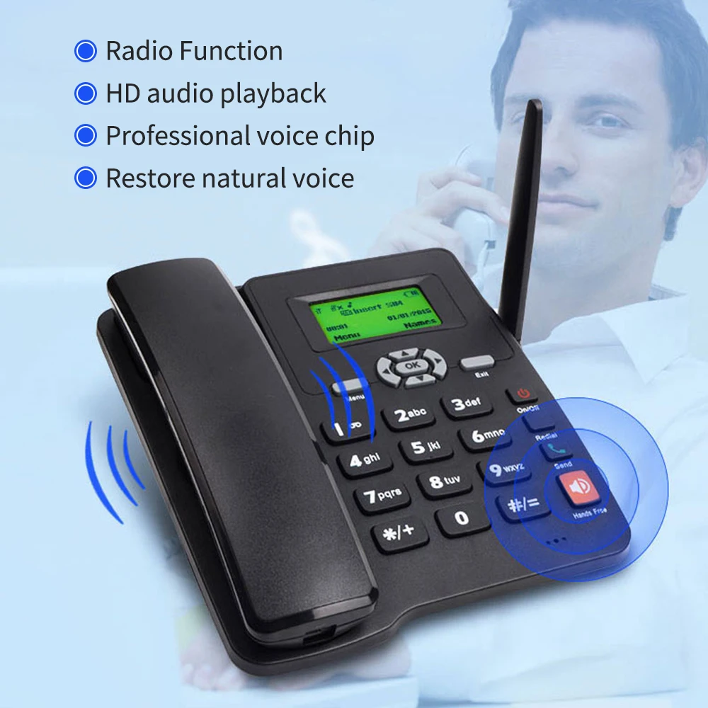 Bisofice Belaidžius Telefono Darbastalio pagalba Telefonu GSM Dual SIM Kortele 2G) Fiksuotas mobilusis Telefonas su Antenos, Radijo Signalo