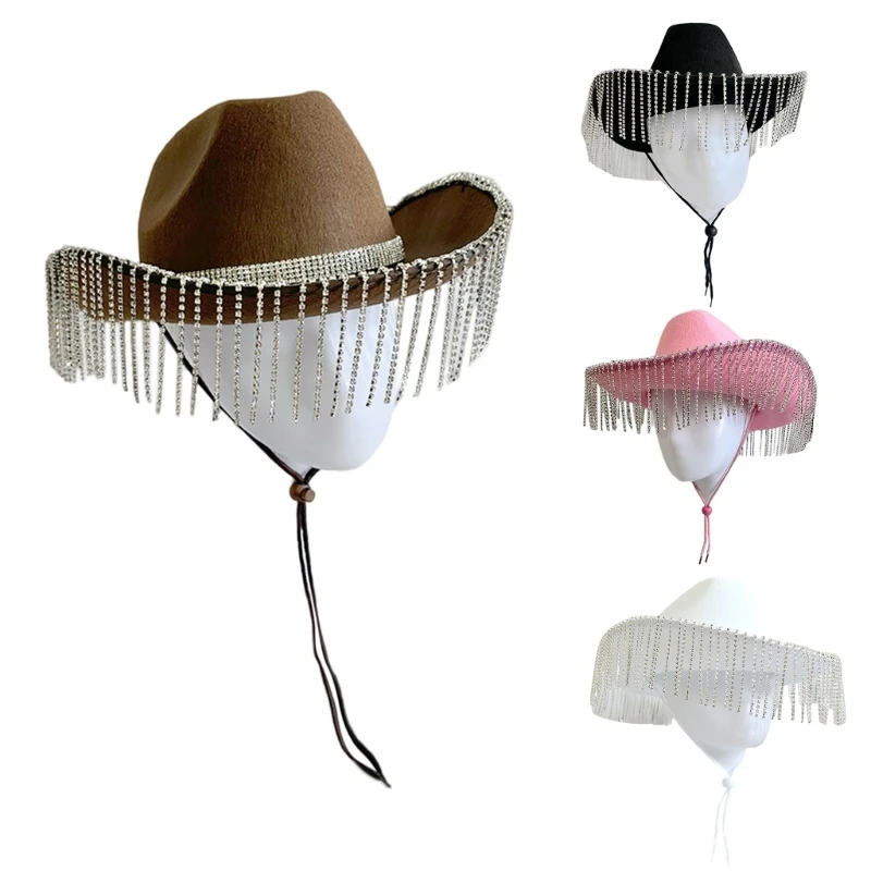 Kibirkščiuojantis Cowgirl Hat, White Hat Migocący Kutai Vestuvių Nuotakos Dušas