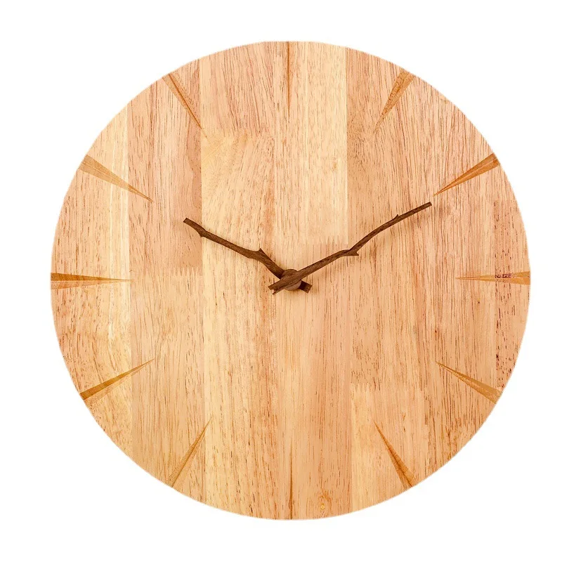 Japonų medžio masyvo žurnalas silent sieninis laikrodis Šiaurės stiliaus turas kvarcinis laikrodis visą medienos kūrybos namų puošybai kabinti žiūrėti