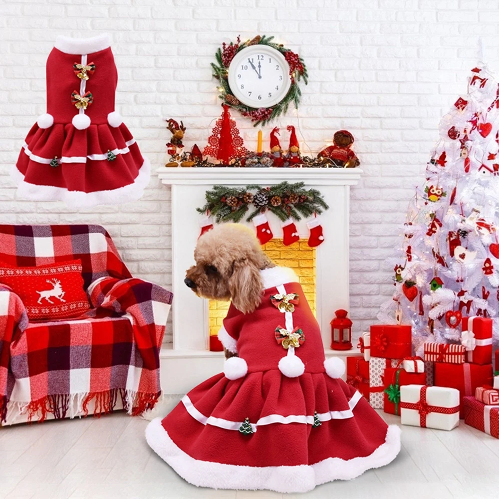 Šuo Raudonas Sijonas Fancy Dress Kalėdų Šuo Suknelės Maži Šunys, Drabužiai Kalėdų Cosplay Katė, Šuo Pet Suknelė Šiltu Vilnos Sijonas