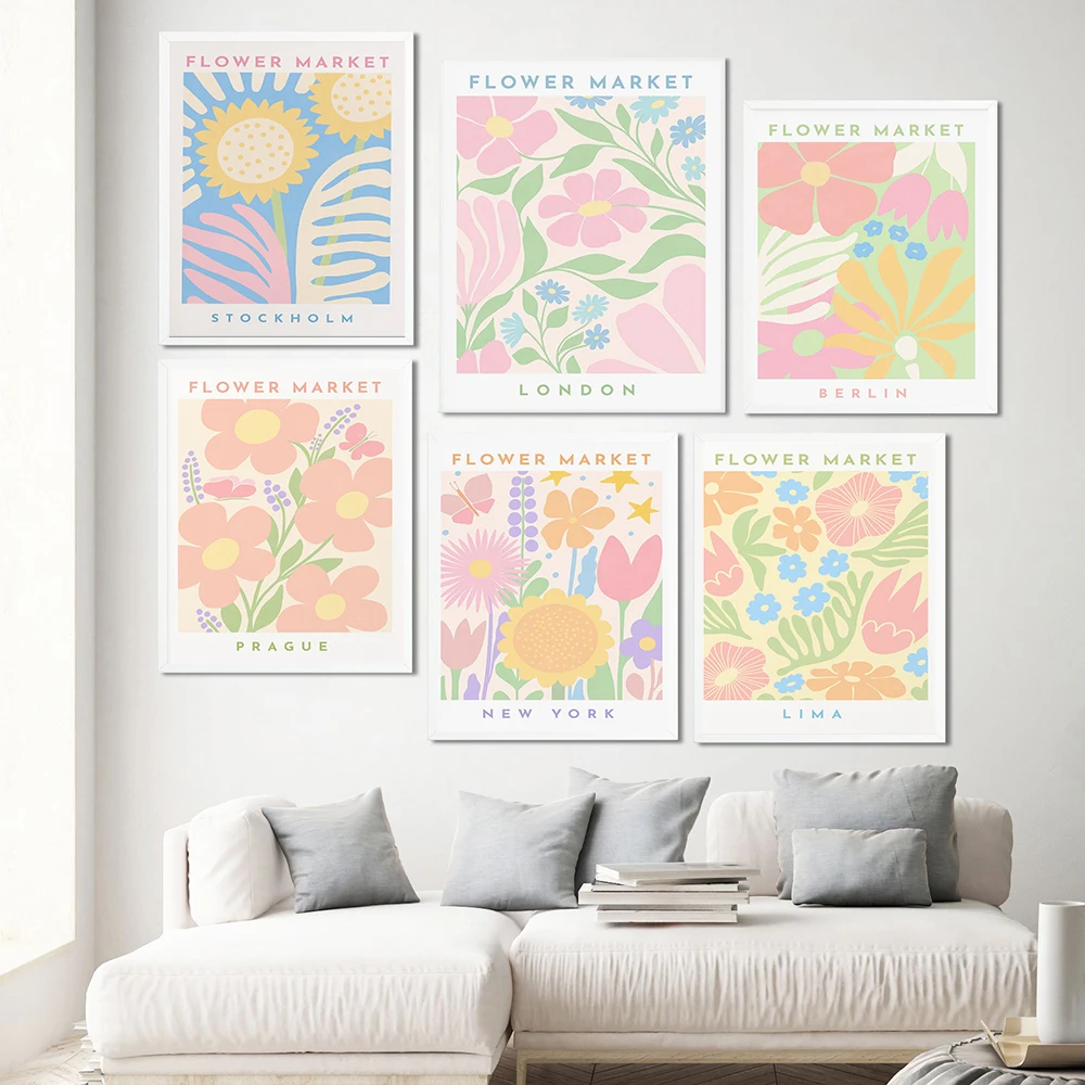 Abstraktus Gėlių Rinkoje Plakatas Estetinės Matisse Meno Spausdinti Retro Gėlių Paveikslai Tapyba Šiaurės šalių Sienos Nuotrauka už Kambarį Dekoro