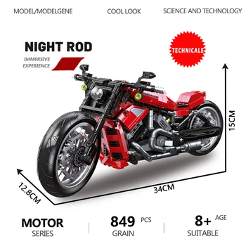 High-tech Red Night Rod Super Greitis Lenktynių Motociklo Plytų Techninės Modelio Blokai Berniukas Žaislai Kalėdų Dovana