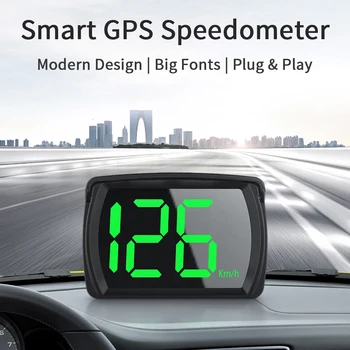 Dėl Automobilių, Sunkvežimių, Autobusų 2.8 Colių Skaitmeninio Automobilių Reikmenys, Automobilių HUD GPS Didelis Šriftas, Head-Up Display Spidometras KMH Plug and Play