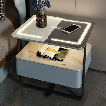 Valgomasis Prabanga Nightstands Smart staliukas Šiuolaikinės Paprasta Medienos Belaidžio Įkrovimo LED Miegamasis Kaustytomis Modernūs Baldai