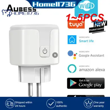 1~5VNT Tuya WiFi Smart Kištukas 16A/20A ES Smart Lizdų Su Maitinimo Stebėjimo Laiko Funkcija, Balso Kontrolės Per Alexa 