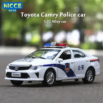 Nicce 1:32 TOYOTA Camry Policijos Automobilį Diecast Lydinio Modelis Žaislinių Transporto priemonių Traukti Atgal, Garso, Šviesos Automobilio Žaislai, Dovanos Vaikams, Vaikams A166