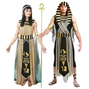 Suaugusiųjų Helovinas Viduramžių Senovės Egipto Faraono Ir Kleopatra Graikų Deivė Kostiumų Karnavalas Šalies Cosplay Vyras Moters Kostiumas