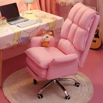 2023 Naujų žaidimų kėdutė, pink biuro kompiuterio kėdė, patogus minkštas žaidėjus kėdė PU Odos kėdė Sukasi recliner su pakoja