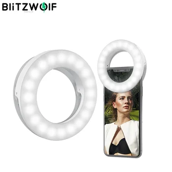 BlitzWolf BW-SL0 USB Įkrovimo Led Selfie Žiedas Šviesos Mobilaus Telefono Objektyvą, LED Selfie Lempos Ringlight iPhone Samsung 