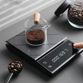Smart Kavos Masto su Laikmačiu, Namų apyvokos Svėrimo, Virtuvė Masto, Espresso Maisto, Didelio Tikslumo, LCD Elektroninės Svarstyklės, 3kg 0.1 g