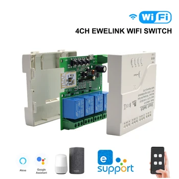 eWeLink Smart Wifi Variklio Jungiklį Modulis 4CH DC 5V (12V 32V 2.4 G Radijo Nuotolinio Valdymo 4 Kanalų Virsta Relė Alexa 