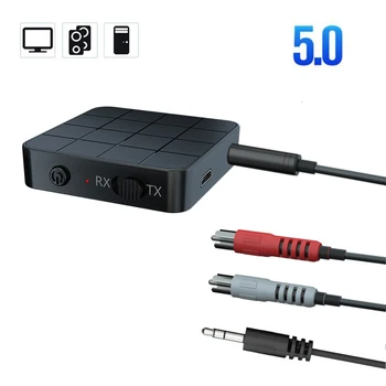 Bluetooth 5.0 Garso Imtuvas, Siųstuvas 3.5 mm AUX Lizdas RCA, USB Dongle Stereo Belaidžio ryšio Adapteris su Mic Automobilių TV PC Ausinių