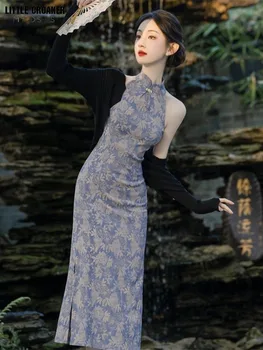 Moterų QIpao Stilius Geresnis Retro Spausdinimo Naujas Kinų Stiliaus Juostos Lieknėjimą Be Rankovių Cheongsam Suknelė Naujas Vasaros 2023