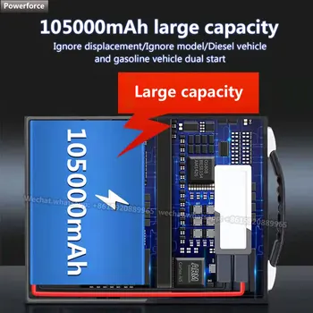 COSSFITW Sunkiųjų Pikinės Srovės 5000A Baterijos Talpa 105000 mAh Baterija, Šokinėti Starteris Automobilinis Stiprintuvas