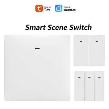 2.4 G WiFi Tuya Smart Switch 1/2/3 Gauja Belaidžio Sienos, Push Button Scena Perjungti Balsu, Alexa, Google 
