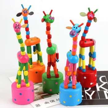 2vnt Kūdikių Švietimo Medinių Retro Lėlių, Žaislų, Blokai Arkliukas Žirafa Žaislas Vaikams, Šokių Nuolatinis Gyvūnų